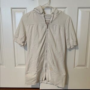 Hollister Cream Short-Sleeve Zip Hoodie